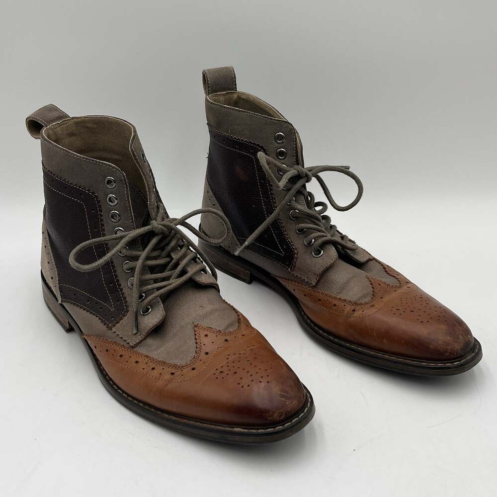 Stacy Adams Mens Finnegan Wingtip Boots Brown Brown Leather Suede 25427-229 9.5M